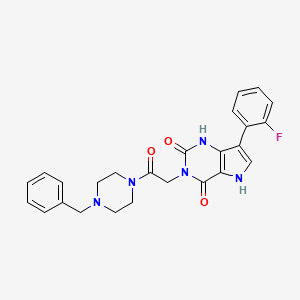 molecular formula C25H24FN5O3 B2393954 3-(2-(4-benzylpiperazin-1-yl)-2-oxoethyl)-7-(2-fluorophenyl)-1H-pyrrolo[3,2-d]pyrimidine-2,4(3H,5H)-dione CAS No. 1115565-87-1