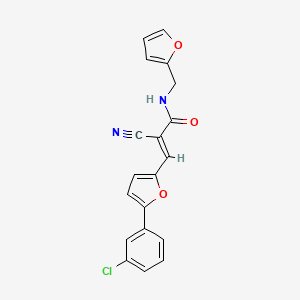 molecular formula C19H13ClN2O3 B2393980 (E)-3-(5-(3-chlorophenyl)furan-2-yl)-2-cyano-N-(furan-2-ylmethyl)acrylamide CAS No. 306312-37-8