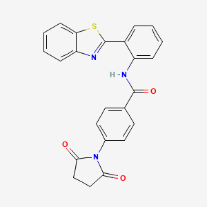 molecular formula C24H17N3O3S B2393995 N-[2-(1,3-benzothiazol-2-yl)phenyl]-4-(2,5-dioxopyrrolidin-1-yl)benzamide CAS No. 448240-54-8