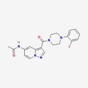 molecular formula C20H20FN5O2 B2394014 N-(3-(4-(2-fluorophenyl)piperazine-1-carbonyl)pyrazolo[1,5-a]pyridin-5-yl)acetamide CAS No. 2034245-63-9