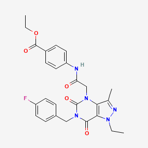 ethyl 4-(2-(1-ethyl-6-(4-fluorobenzyl)-3-methyl-5,7-dioxo-6,7-dihydro-1H-pyrazolo[4,3-d]pyrimidin-4(5H)-yl)acetamido)benzoate