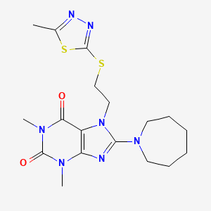 8-(azepan-1-yl)-1,3-dimethyl-7-(2-((5-methyl-1,3,4-thiadiazol-2-yl)thio)ethyl)-1H-purine-2,6(3H,7H)-dione