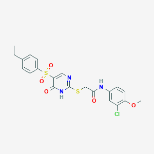molecular formula C21H20ClN3O5S2 B2394040 N-(3-chloro-4-methoxyphenyl)-2-({5-[(4-ethylphenyl)sulfonyl]-6-oxo-1,6-dihydropyrimidin-2-yl}thio)acetamide CAS No. 1021264-80-1