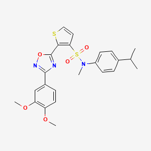 molecular formula C24H25N3O5S2 B2394052 2-[3-(3,4-dimethoxyphenyl)-1,2,4-oxadiazol-5-yl]-N-methyl-N-[4-(propan-2-yl)phenyl]thiophene-3-sulfonamide CAS No. 1105224-45-0