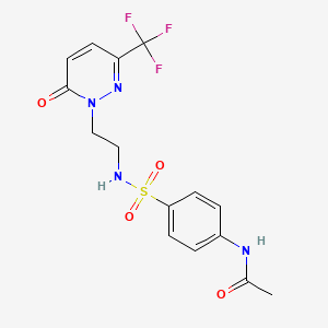 molecular formula C15H15F3N4O4S B2394066 N-[4-[2-[6-Oxo-3-(trifluoromethyl)pyridazin-1-yl]ethylsulfamoyl]phenyl]acetamide CAS No. 2415571-39-8