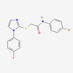 molecular formula C17H13BrFN3OS B2394069 N-(4-bromophenyl)-2-((1-(4-fluorophenyl)-1H-imidazol-2-yl)thio)acetamide CAS No. 688336-74-5