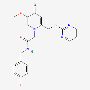 N-(4-fluorobenzyl)-2-(5-methoxy-4-oxo-2-((pyrimidin-2-ylthio)methyl)pyridin-1(4H)-yl)acetamide