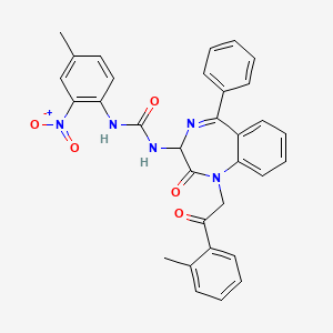 N-(2,5-diaza-2-(2-(2-methylphenyl)-2-oxoethyl)-3-oxo-6-phenylbicyclo[5.4.0]undeca-1(7),5,8,10-tetraen-4-yl)((4-methyl-2-nitrophenyl)amino)formamide