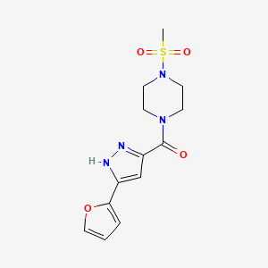(5-(furan-2-yl)-1H-pyrazol-3-yl)(4-(methylsulfonyl)piperazin-1-yl)methanone