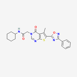 N-cyclohexyl-2-(5-methyl-4-oxo-6-(3-phenyl-1,2,4-oxadiazol-5-yl)thieno[2,3-d]pyrimidin-3(4H)-yl)acetamide