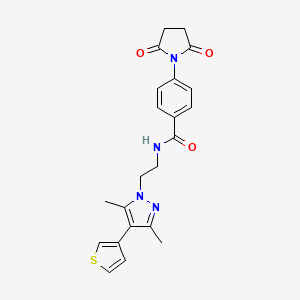 N-(2-(3,5-dimethyl-4-(thiophen-3-yl)-1H-pyrazol-1-yl)ethyl)-4-(2,5-dioxopyrrolidin-1-yl)benzamide