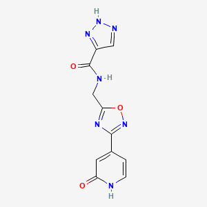 molecular formula C11H9N7O3 B2394223 N-((3-(2-oxo-1,2-dihydropyridin-4-yl)-1,2,4-oxadiazol-5-yl)methyl)-1H-1,2,3-triazole-5-carboxamide CAS No. 1904025-15-5