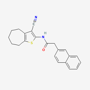 molecular formula C22H20N2OS B2394236 N-(3-cyano-5,6,7,8-tetrahydro-4H-cyclohepta[b]thiophen-2-yl)-2-(naphthalen-2-yl)acetamide CAS No. 955828-45-2