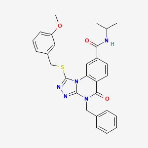 molecular formula C28H27N5O3S B2394247 4-benzyl-N-isopropyl-1-((3-methoxybenzyl)thio)-5-oxo-4,5-dihydro-[1,2,4]triazolo[4,3-a]quinazoline-8-carboxamide CAS No. 1111237-69-4