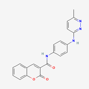 molecular formula C21H16N4O3 B2394250 N-(4-((6-methylpyridazin-3-yl)amino)phenyl)-2-oxo-2H-chromene-3-carboxamide CAS No. 1203169-21-4