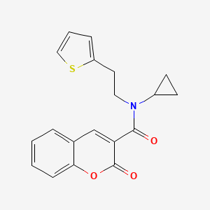 molecular formula C19H17NO3S B2394262 N-cyclopropyl-2-oxo-N-(2-(thiophen-2-yl)ethyl)-2H-chromene-3-carboxamide CAS No. 1396674-00-2