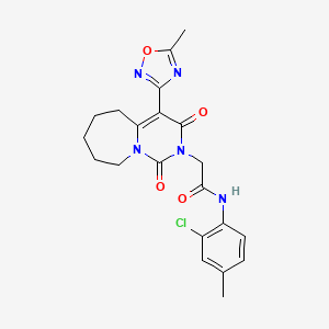 molecular formula C21H22ClN5O4 B2394270 N-(2-chloro-4-methylphenyl)-2-[4-(5-methyl-1,2,4-oxadiazol-3-yl)-1,3-dioxo-3,5,6,7,8,9-hexahydropyrimido[1,6-a]azepin-2(1H)-yl]acetamide CAS No. 1775346-92-3