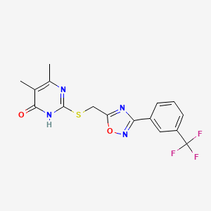 molecular formula C16H13F3N4O2S B2394297 5,6-DIMETHYL-2-[({3-[3-(TRIFLUOROMETHYL)PHENYL]-1,2,4-OXADIAZOL-5-YL}METHYL)SULFANYL]PYRIMIDIN-4-OL CAS No. 1226432-73-0