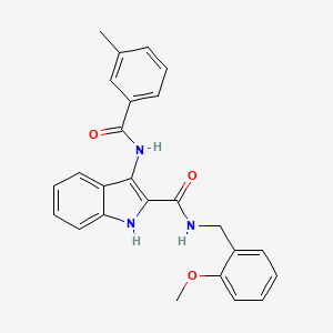 molecular formula C25H23N3O3 B2394304 N-[(2-methoxyphenyl)methyl]-3-(3-methylbenzamido)-1H-indole-2-carboxamide CAS No. 1031994-51-0