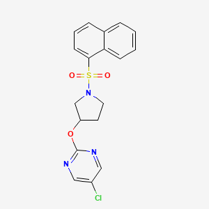 molecular formula C18H16ClN3O3S B2394323 5-Chloro-2-((1-(naphthalen-1-ylsulfonyl)pyrrolidin-3-yl)oxy)pyrimidine CAS No. 2034576-08-2