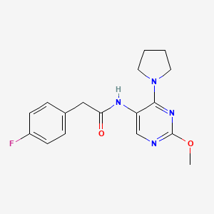 molecular formula C17H19FN4O2 B2394338 2-(4-氟苯基)-N-(2-甲氧基-4-(吡咯烷-1-基)嘧啶-5-基)乙酰胺 CAS No. 1796988-19-6