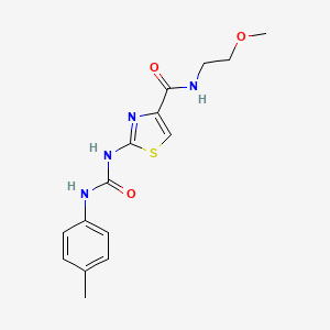 molecular formula C15H18N4O3S B2394341 N-(2-甲氧基乙基)-2-(3-(对甲苯基)脲基)噻唑-4-羧酰胺 CAS No. 941968-52-1