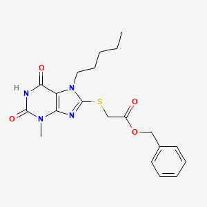 molecular formula C20H24N4O4S B2394346 Benzyl 2-(3-methyl-2,6-dioxo-7-pentylpurin-8-yl)sulfanylacetate CAS No. 371213-24-0