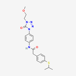 2-(4-(isopropylthio)phenyl)-N-(4-(4-(2-methoxyethyl)-5-oxo-4,5-dihydro-1H-tetrazol-1-yl)phenyl)acetamide