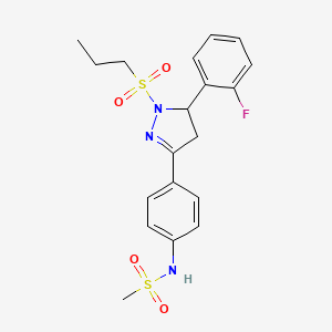 B2394397 N-(4-(5-(2-fluorophenyl)-1-(propylsulfonyl)-4,5-dihydro-1H-pyrazol-3-yl)phenyl)methanesulfonamide CAS No. 851781-11-8