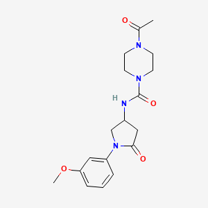 molecular formula C18H24N4O4 B2394407 4-acetyl-N-[1-(3-methoxyphenyl)-5-oxopyrrolidin-3-yl]piperazine-1-carboxamide CAS No. 894024-13-6
