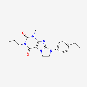 molecular formula C19H23N5O2 B2394413 6-(4-Ethylphenyl)-4-methyl-2-propyl-7,8-dihydropurino[7,8-a]imidazole-1,3-dione CAS No. 872840-43-2