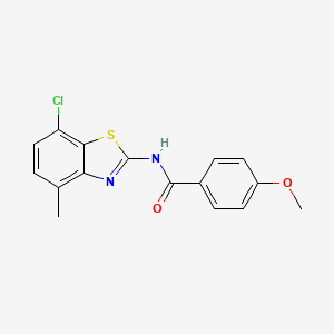 molecular formula C16H13ClN2O2S B2394422 N-(7-chloro-4-methyl-1,3-benzothiazol-2-yl)-4-methoxybenzamide CAS No. 897617-95-7