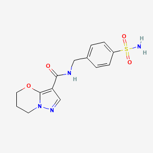 molecular formula C14H16N4O4S B2394423 N-(4-sulfamoylbenzyl)-6,7-dihydro-5H-pyrazolo[5,1-b][1,3]oxazine-3-carboxamide CAS No. 1428366-34-0