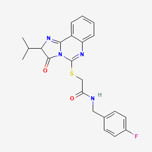 molecular formula C22H21FN4O2S B2394432 N-(4-fluorobenzyl)-2-((2-isopropyl-3-oxo-2,3-dihydroimidazo[1,2-c]quinazolin-5-yl)thio)acetamide CAS No. 959553-49-2