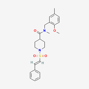 N-[(2-methoxy-5-methylphenyl)methyl]-N-methyl-1-[(E)-2-phenylethenyl]sulfonylpiperidine-4-carboxamide