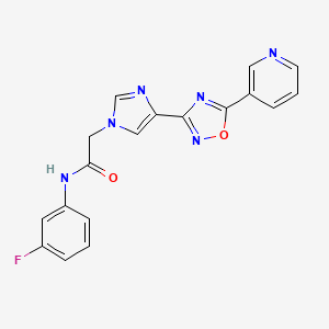 molecular formula C18H13FN6O2 B2394485 N-(3-fluorophenyl)-2-{4-[5-(pyridin-3-yl)-1,2,4-oxadiazol-3-yl]-1H-imidazol-1-yl}acetamide CAS No. 1251629-75-0