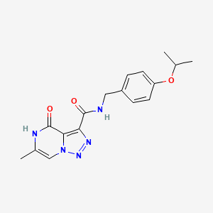 molecular formula C17H19N5O3 B2394486 N-(4-isopropoxybenzyl)-6-methyl-4-oxo-4,5-dihydro[1,2,3]triazolo[1,5-a]pyrazine-3-carboxamide CAS No. 1775496-73-5