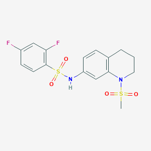 molecular formula C16H16F2N2O4S2 B2394488 2,4-difluoro-N-(1-methanesulfonyl-1,2,3,4-tetrahydroquinolin-7-yl)benzene-1-sulfonamide CAS No. 946352-55-2