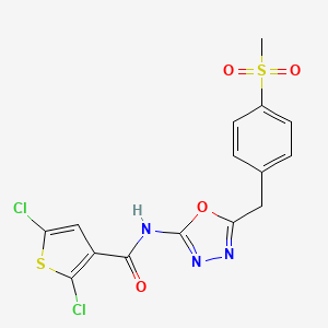 2,5-dichloro-N-(5-(4-(methylsulfonyl)benzyl)-1,3,4-oxadiazol-2-yl)thiophene-3-carboxamide