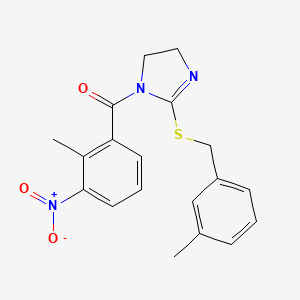 (2-methyl-3-nitrophenyl)(2-((3-methylbenzyl)thio)-4,5-dihydro-1H-imidazol-1-yl)methanone