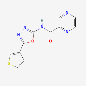 molecular formula C11H7N5O2S B2394507 N-(5-(thiophen-3-yl)-1,3,4-oxadiazol-2-yl)pyrazine-2-carboxamide CAS No. 1226428-16-5