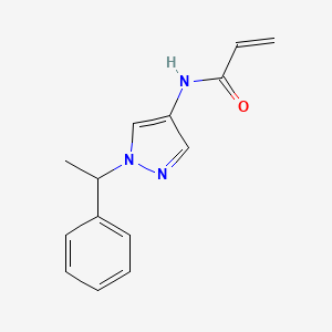 molecular formula C14H15N3O B2394549 N-[1-(1-Phenylethyl)pyrazol-4-yl]prop-2-enamide CAS No. 2361642-79-5