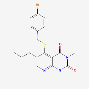 molecular formula C19H20BrN3O2S B2394551 5-((4-bromobenzyl)thio)-1,3-dimethyl-6-propylpyrido[2,3-d]pyrimidine-2,4(1H,3H)-dione CAS No. 899748-13-1