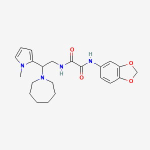molecular formula C22H28N4O4 B2394552 N1-(2-(azepan-1-yl)-2-(1-methyl-1H-pyrrol-2-yl)ethyl)-N2-(benzo[d][1,3]dioxol-5-yl)oxalamide CAS No. 1049399-62-3