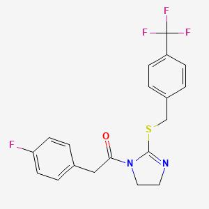 2-(4-fluorophenyl)-1-(2-((4-(trifluoromethyl)benzyl)thio)-4,5-dihydro-1H-imidazol-1-yl)ethanone
