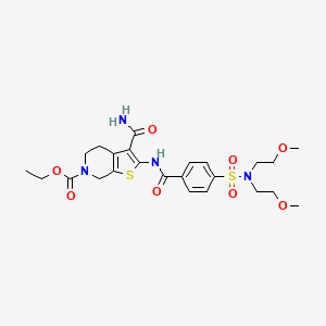 molecular formula C24H32N4O8S2 B2394572 ethyl 2-(4-(N,N-bis(2-methoxyethyl)sulfamoyl)benzamido)-3-carbamoyl-4,5-dihydrothieno[2,3-c]pyridine-6(7H)-carboxylate CAS No. 449782-29-0