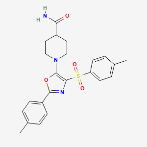 molecular formula C23H25N3O4S B2394575 1-(2-(p-Tolyl)-4-tosyloxazol-5-yl)piperidine-4-carboxamide CAS No. 862763-59-5