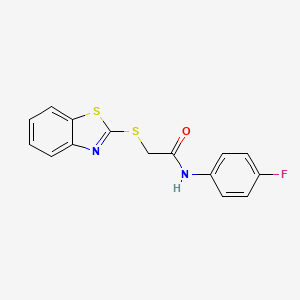 molecular formula C15H11FN2OS2 B2394577 2-(1,3-benzothiazol-2-ylsulfanyl)-N-(4-fluorophenyl)acetamide CAS No. 296274-51-6