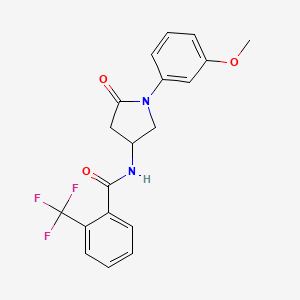 molecular formula C19H17F3N2O3 B2394587 N-[1-(3-methoxyphenyl)-5-oxopyrrolidin-3-yl]-2-(trifluoromethyl)benzamide CAS No. 905682-38-4
