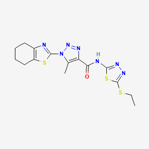 molecular formula C15H17N7OS3 B2394588 N-(5-(ethylthio)-1,3,4-thiadiazol-2-yl)-5-methyl-1-(4,5,6,7-tetrahydrobenzo[d]thiazol-2-yl)-1H-1,2,3-triazole-4-carboxamide CAS No. 1251564-50-7
